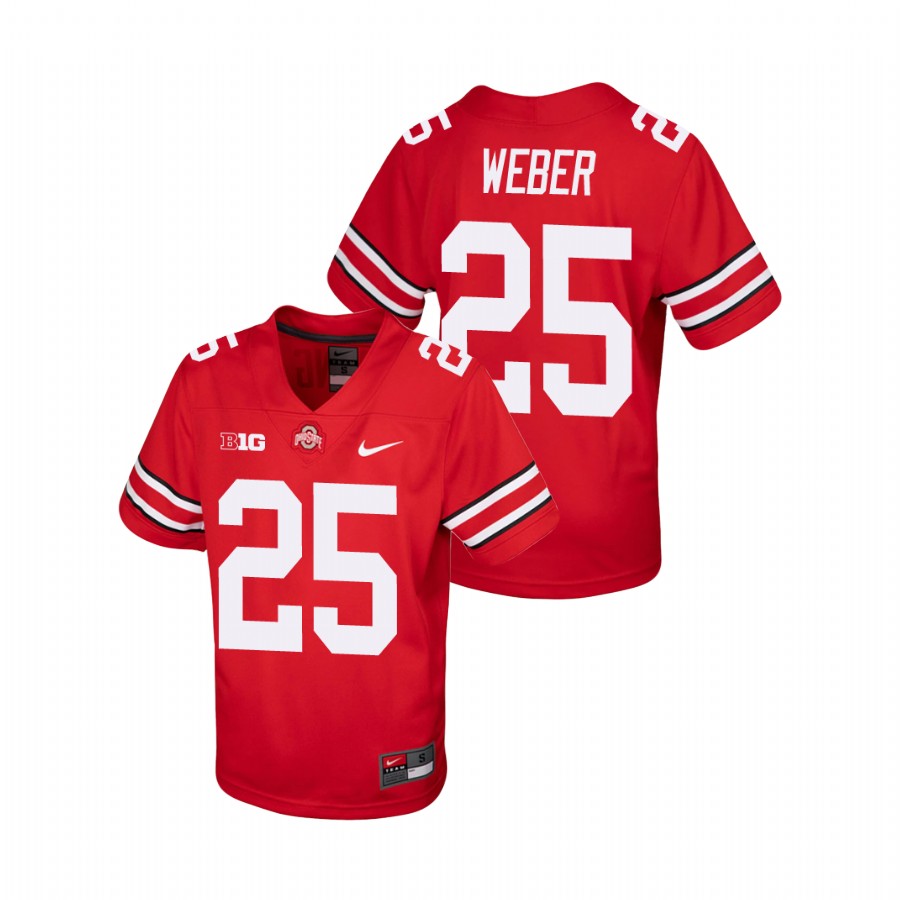 youth ohio state buckeyes mike weber scarlet college football replica jersey
