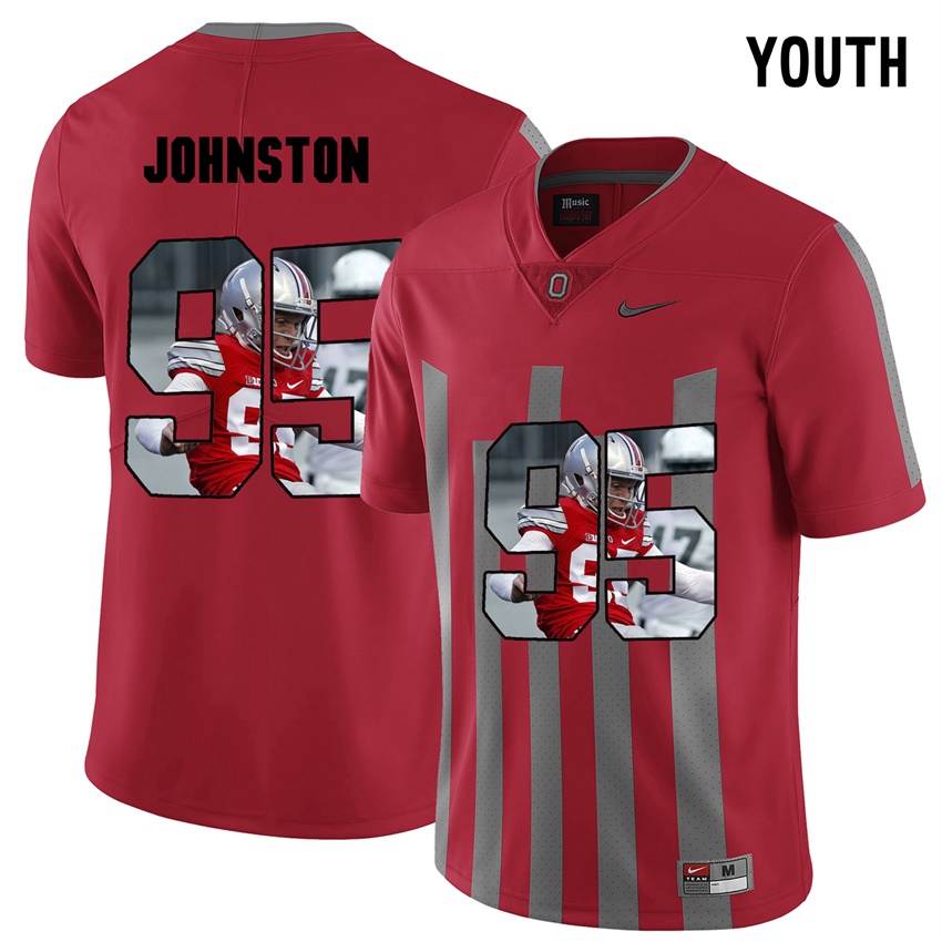 youth ohio state buckeyes red cameron johnston college football jersey