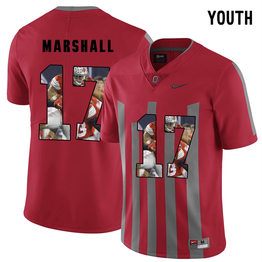 youth ohio state buckeyes red jalin marshall college football jersey