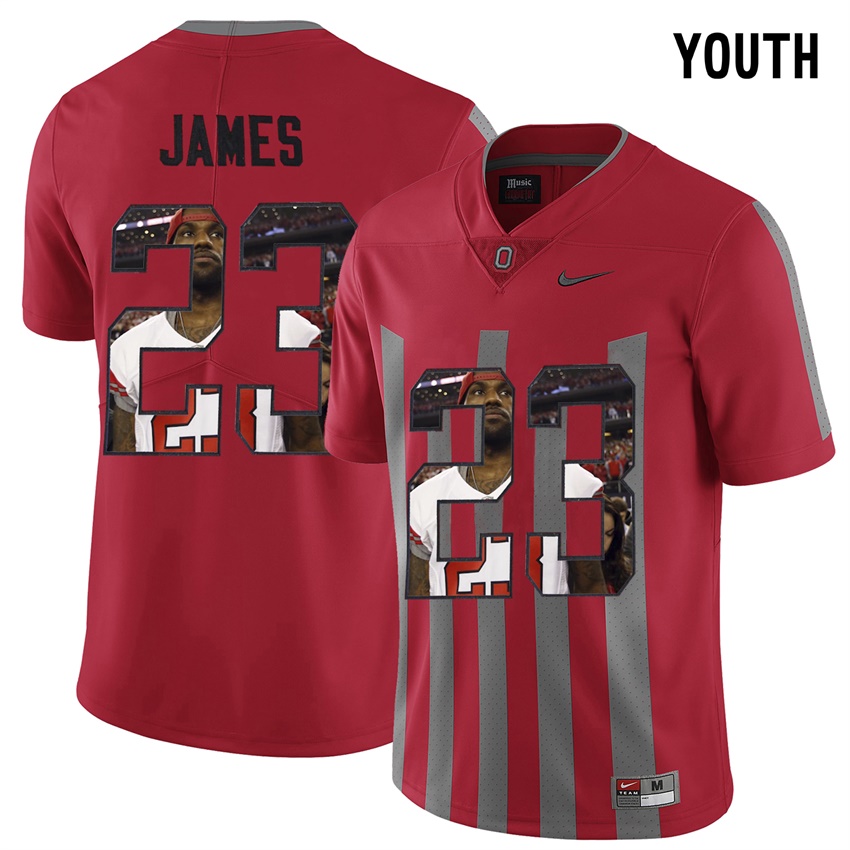 youth ohio state buckeyes red lebron james college football jersey