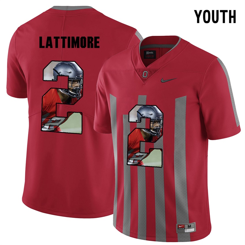 youth ohio state buckeyes red marshon lattimore college football jersey