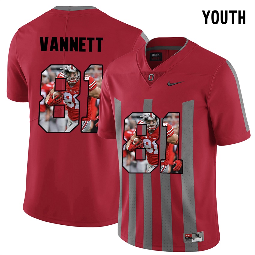 youth ohio state buckeyes red nick vannett college football jersey