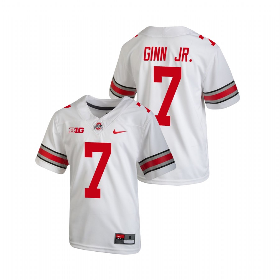 youth ohio state buckeyes ted ginn jr. white replica college football jersey
