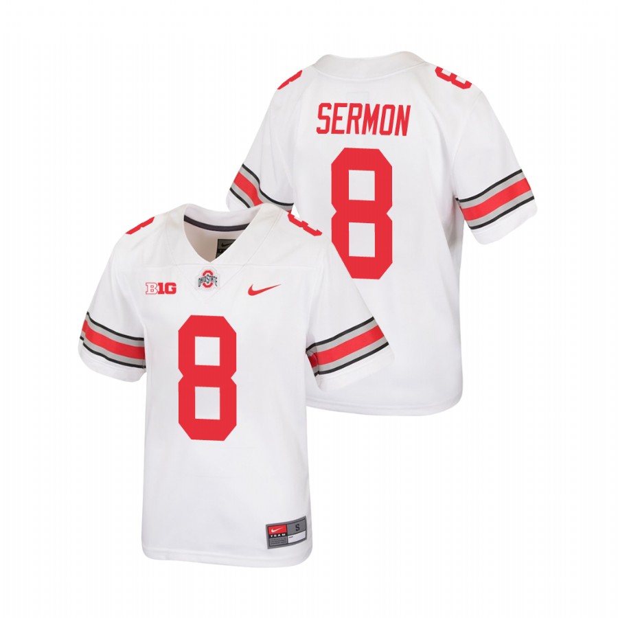 youth ohio state buckeyes trey sermon white replica football jersey