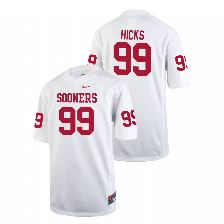 youth oklahoma sooners marcus hicks white college football replica jersey