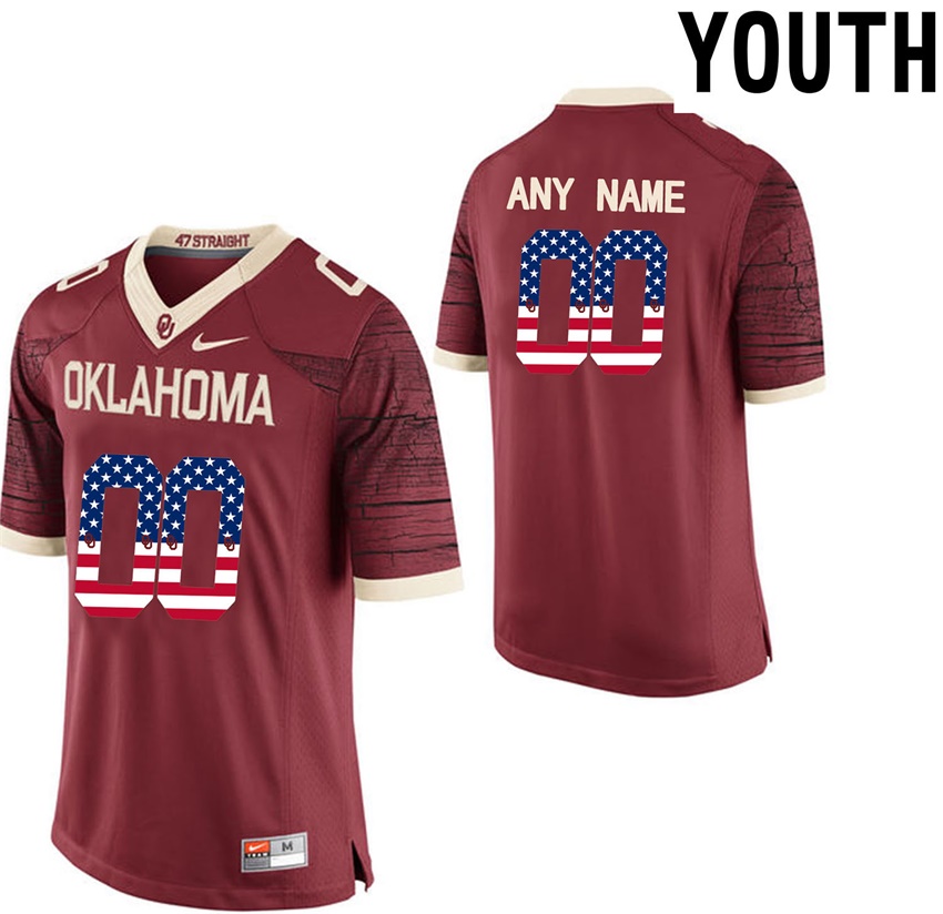 youth oklahoma sooners red college football custom limited jersey