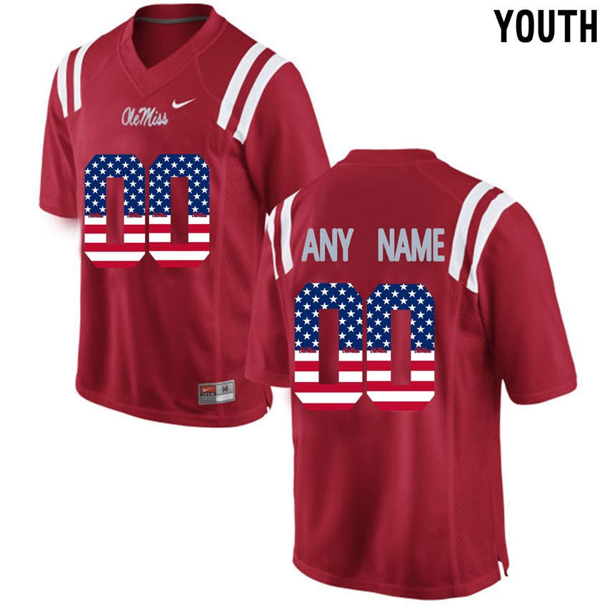 youth ole miss rebels red college football custom limited jersey