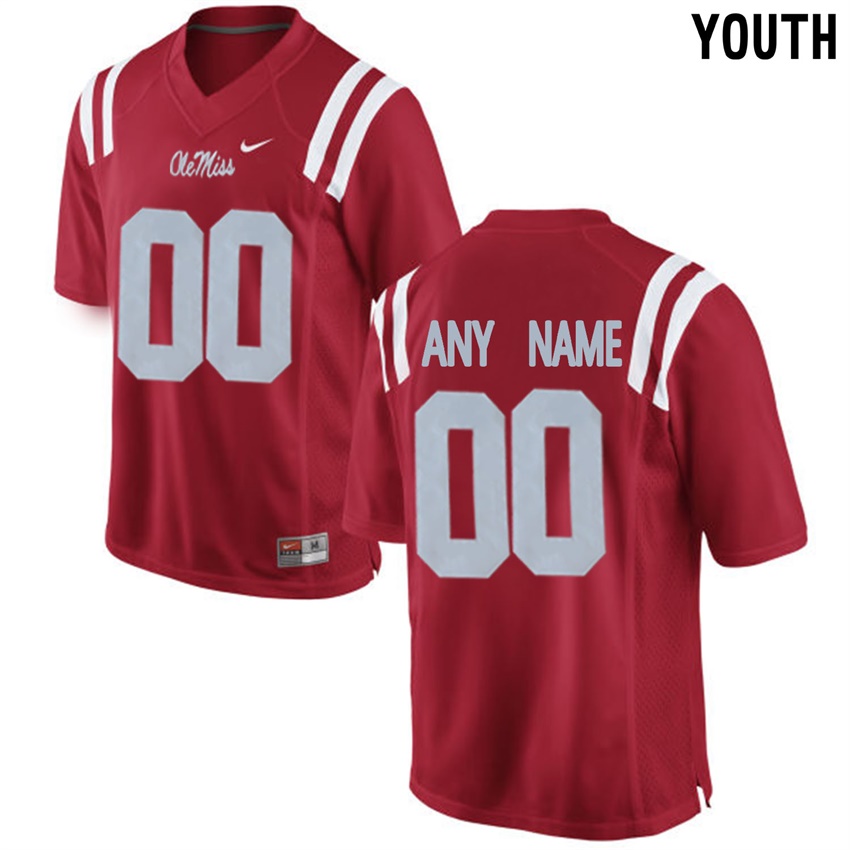 youth ole miss rebels red college limited football customized jersey