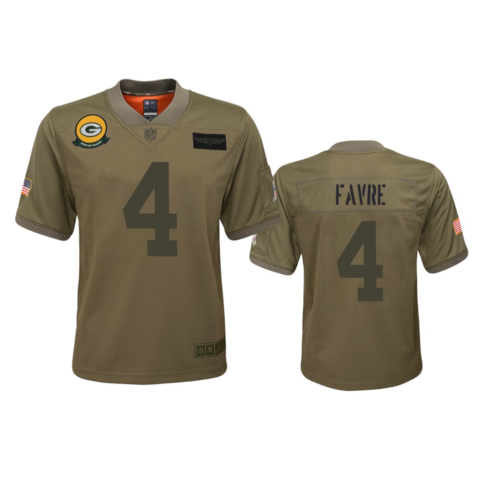 youth packers brett favre camo game 2019 salute to service jersey