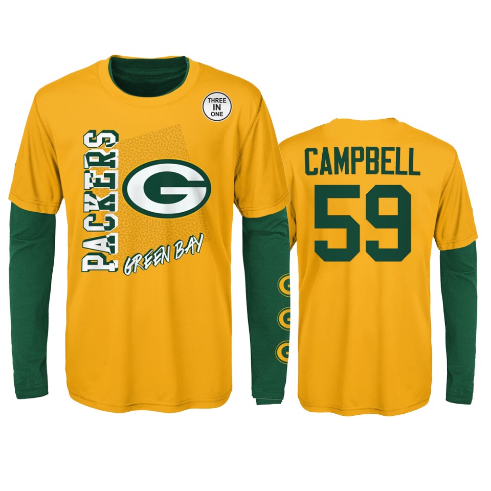 youth packers de'vondre campbell gold green combo set t shirt