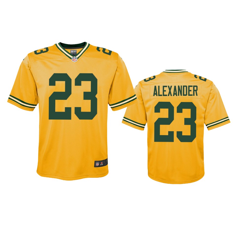 youth packers jaire alexander gold inverted game jersey