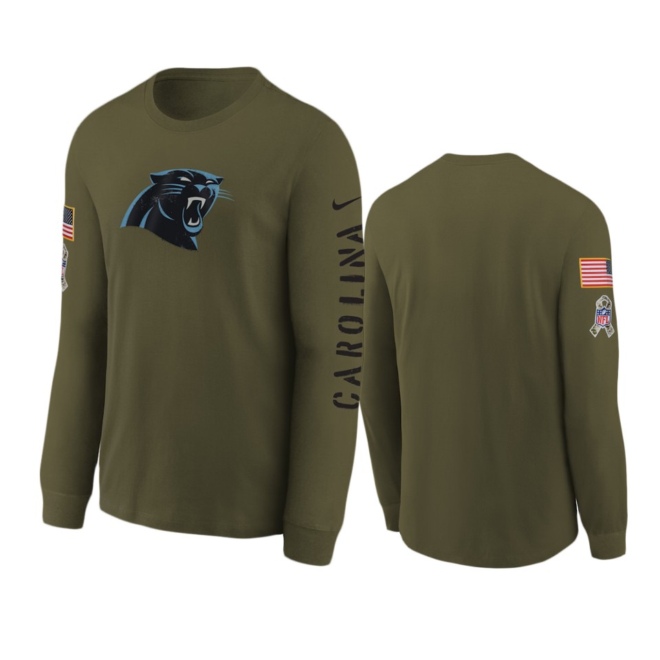 youth panthers olive team logo long sleeve 2022 salute to service jersey