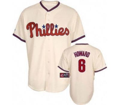 youth philadelphia phillies #6 howard 2009 world series patchs cream