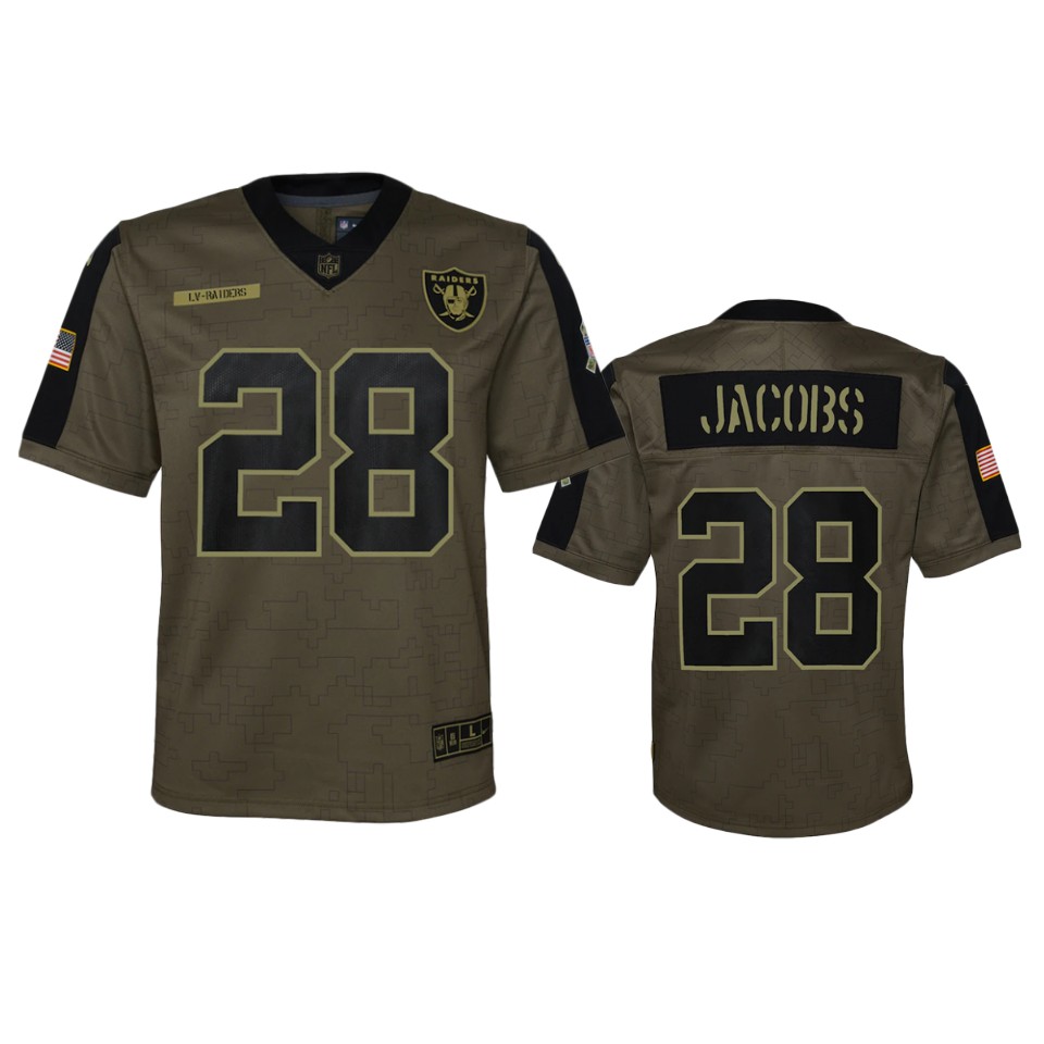 youth raiders josh jacobs olive game 2021 salute to service jersey