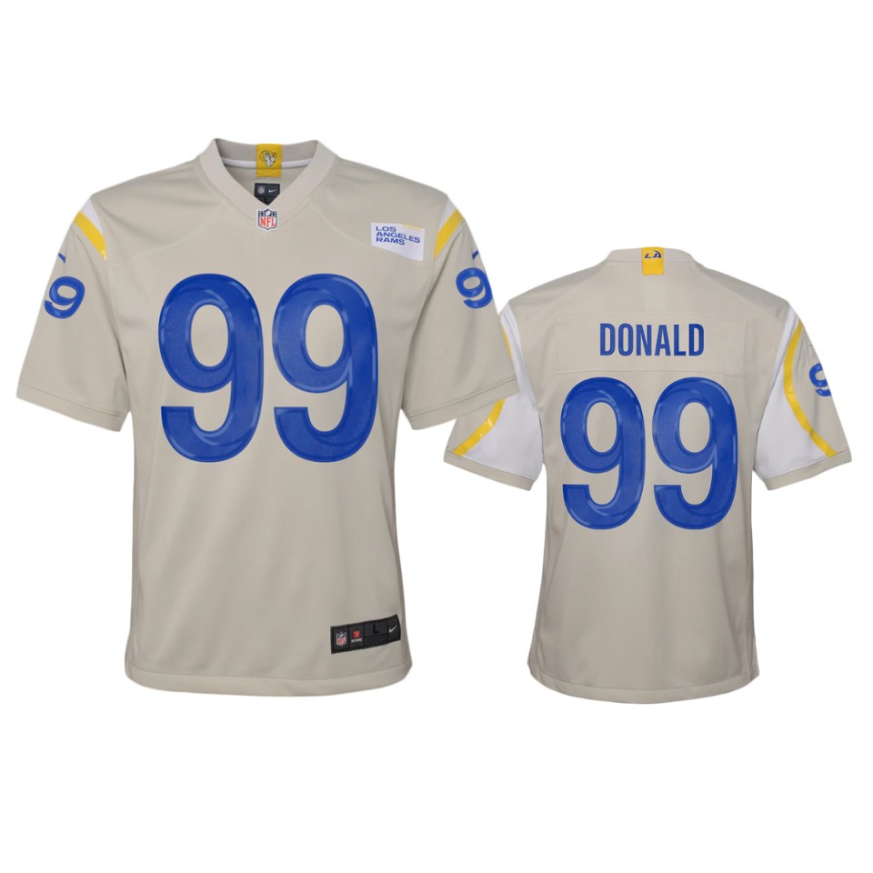 youth rams aaron donald bone 2020 game jersey