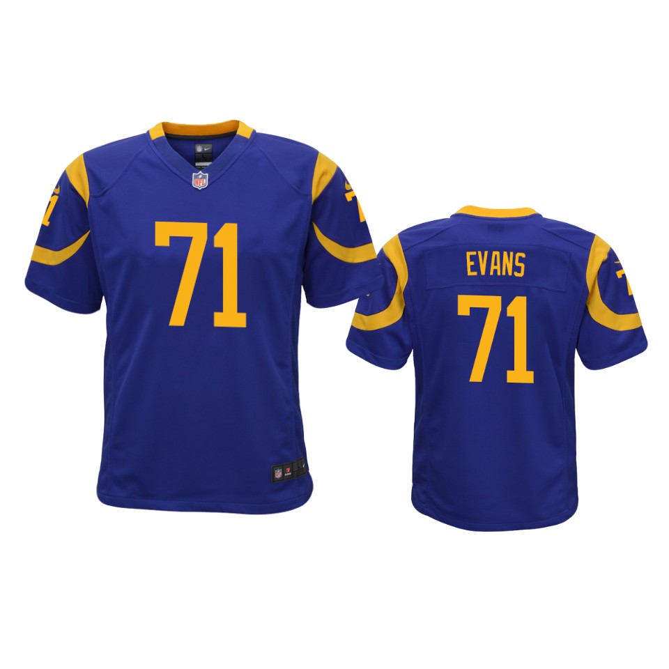 youth rams bobby evans royal game jersey