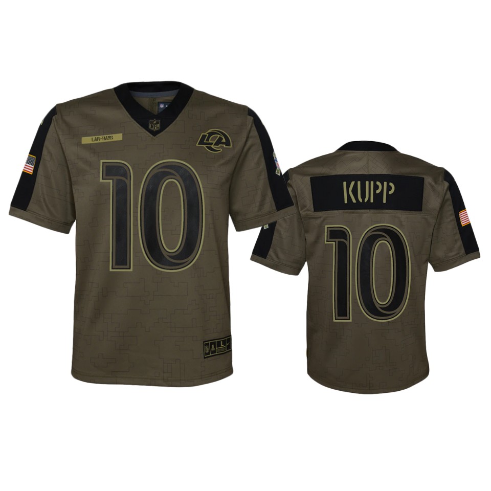 youth rams cooper kupp olive game 2021 salute to service jersey