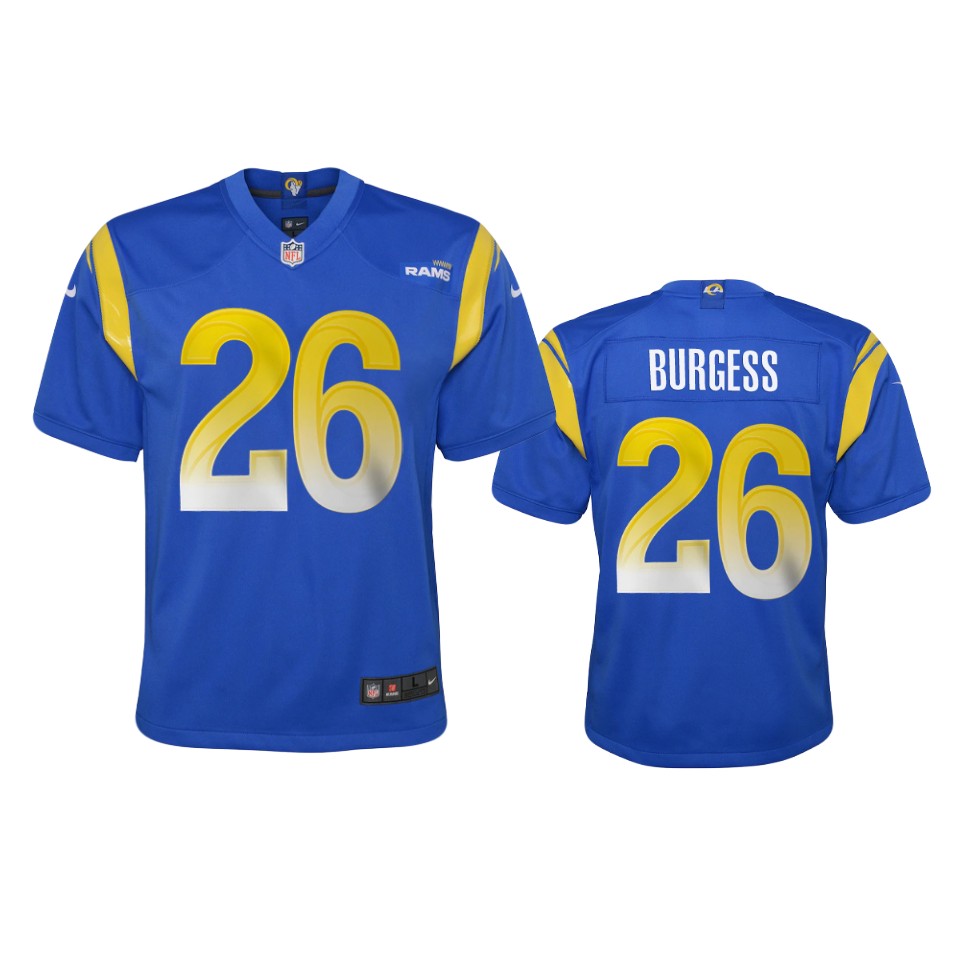 youth rams terrell burgess royal 2020 game jersey