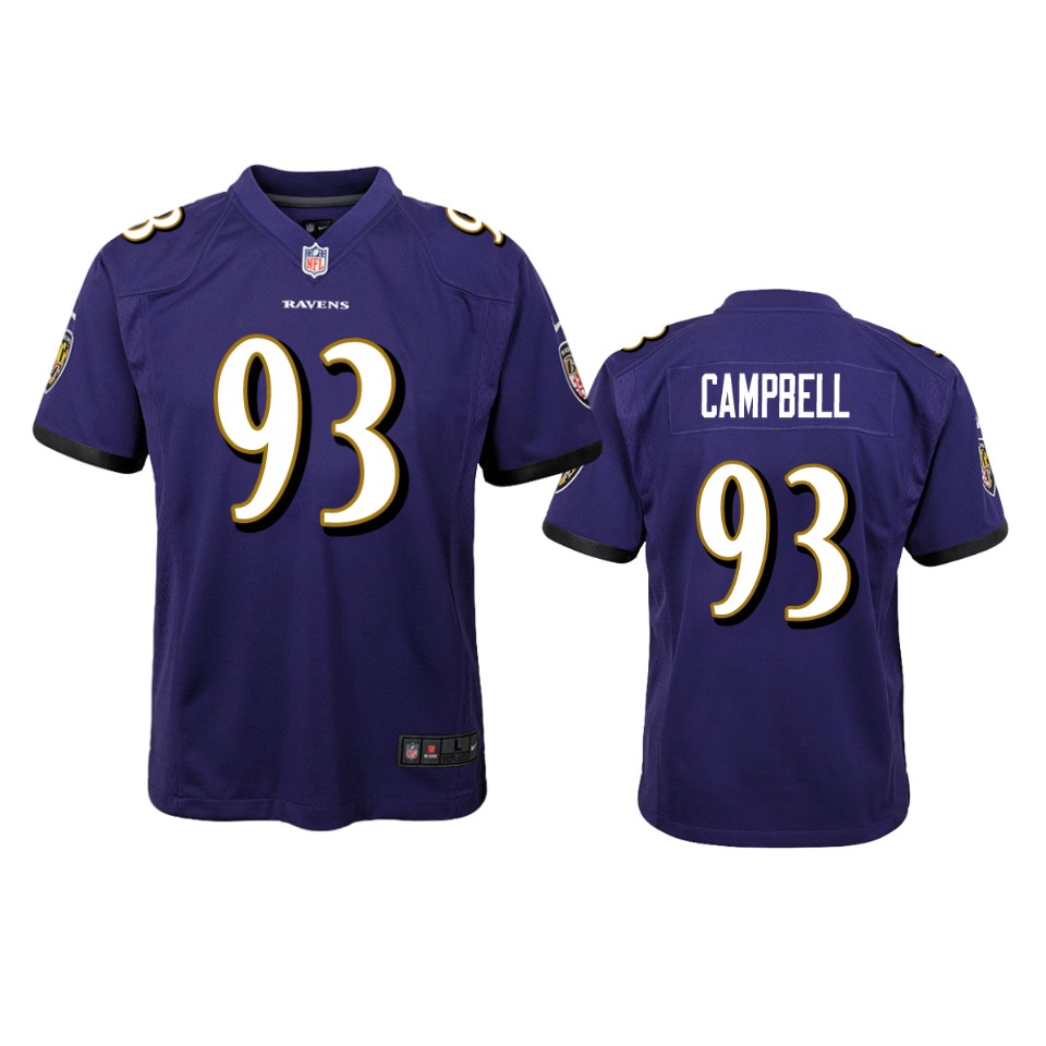 youth ravens calais campbell purple game jersey