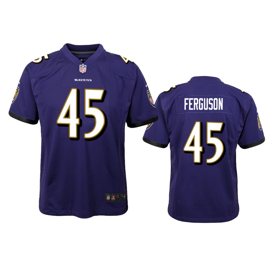 youth ravens jaylon ferguson purple game jersey