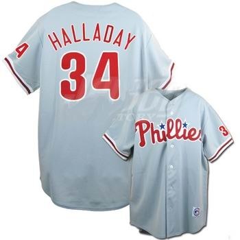youth roy halladay 34 philadelphia phillies grey jersey cool base