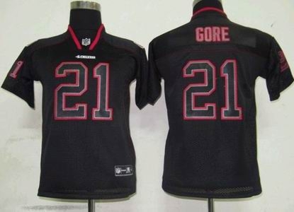 youth san francisco 49ers 21 frank gore lights out black jersey
