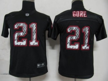 youth san francisco 49ers 21 gore black united sideline jerseys