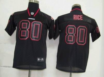 youth san francisco 49ers 80 jerry rice lights out blacks jerseys