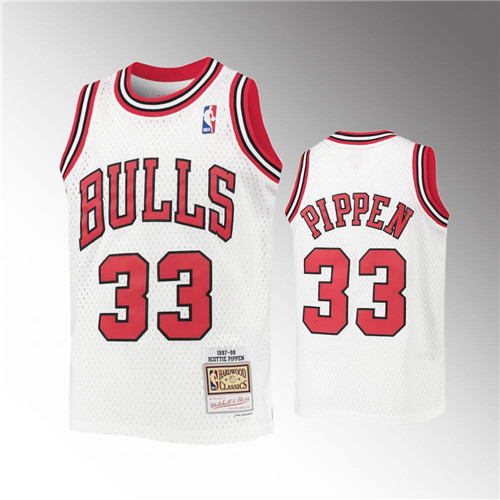 Chicago Bulls Scottie Pippen Youth 1997-98 Hardwood Classics White stitched Jersey #33
