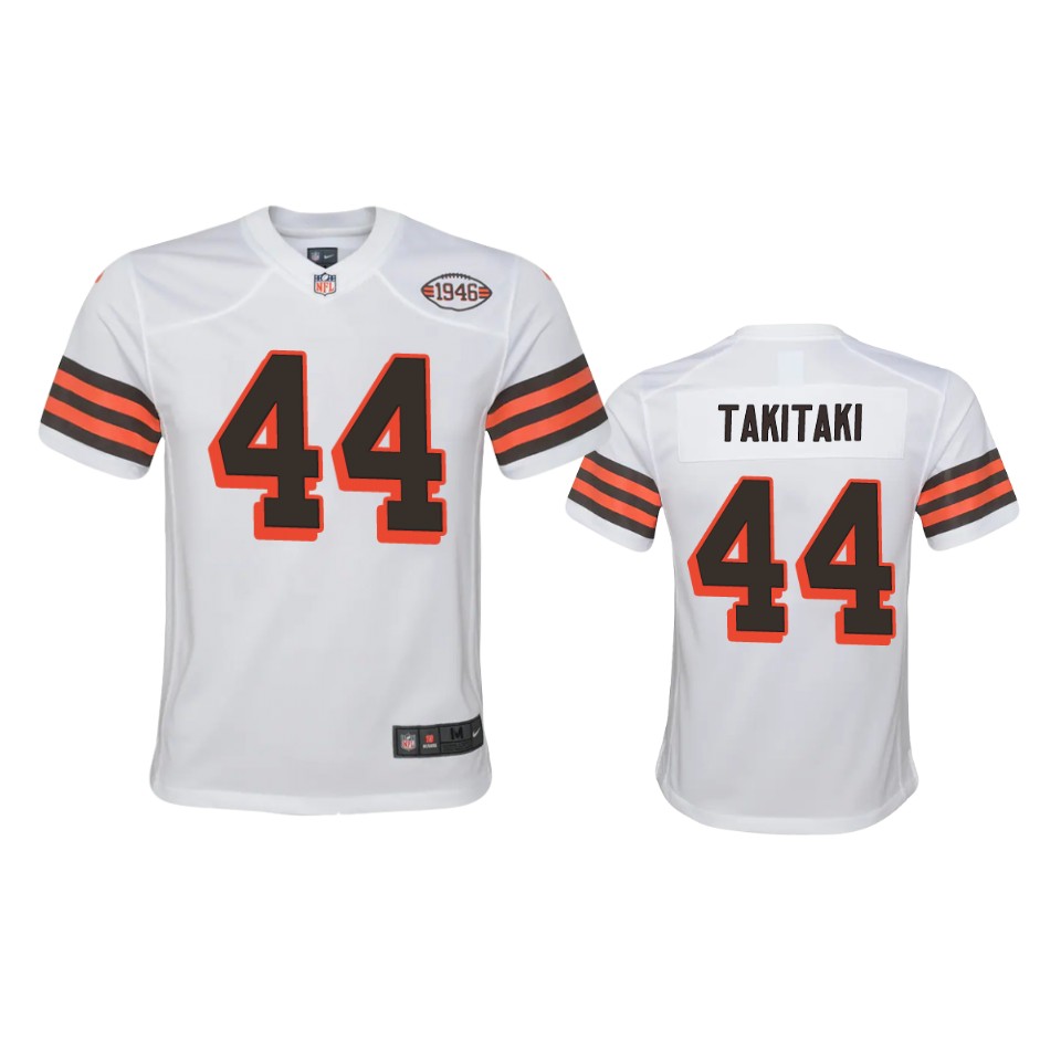 youth sione takitaki browns white 1946 collection alternate game jersey
