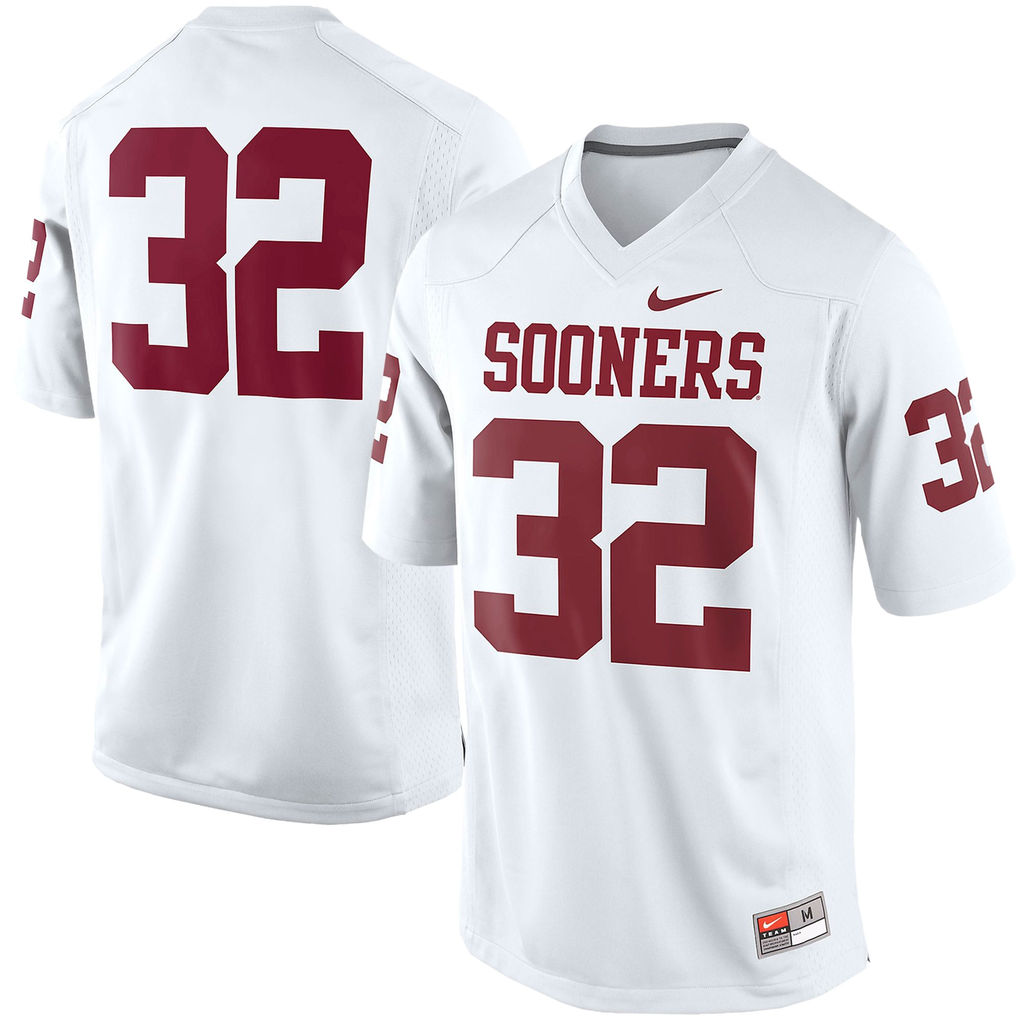 youth sooners white 32 replica football jersey