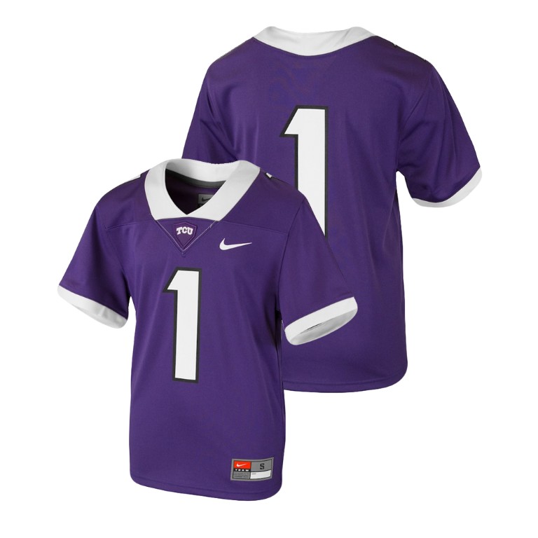 youth tcu horned frogs 1 purple college football team replica jersey