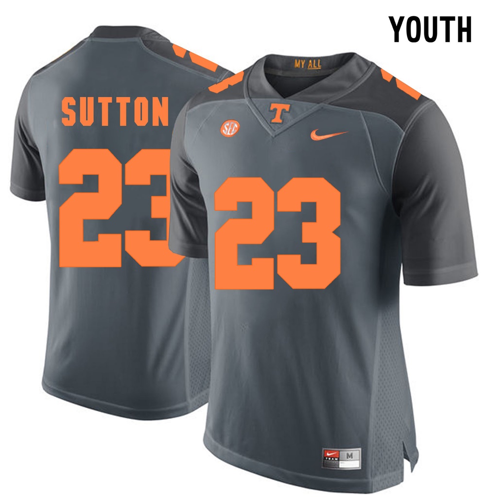 youth tennessee volunteers grey cameron sutton college football jersey