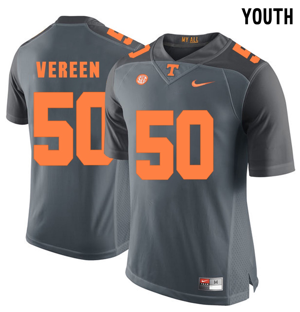 youth tennessee volunteers grey corey vereen college football jersey