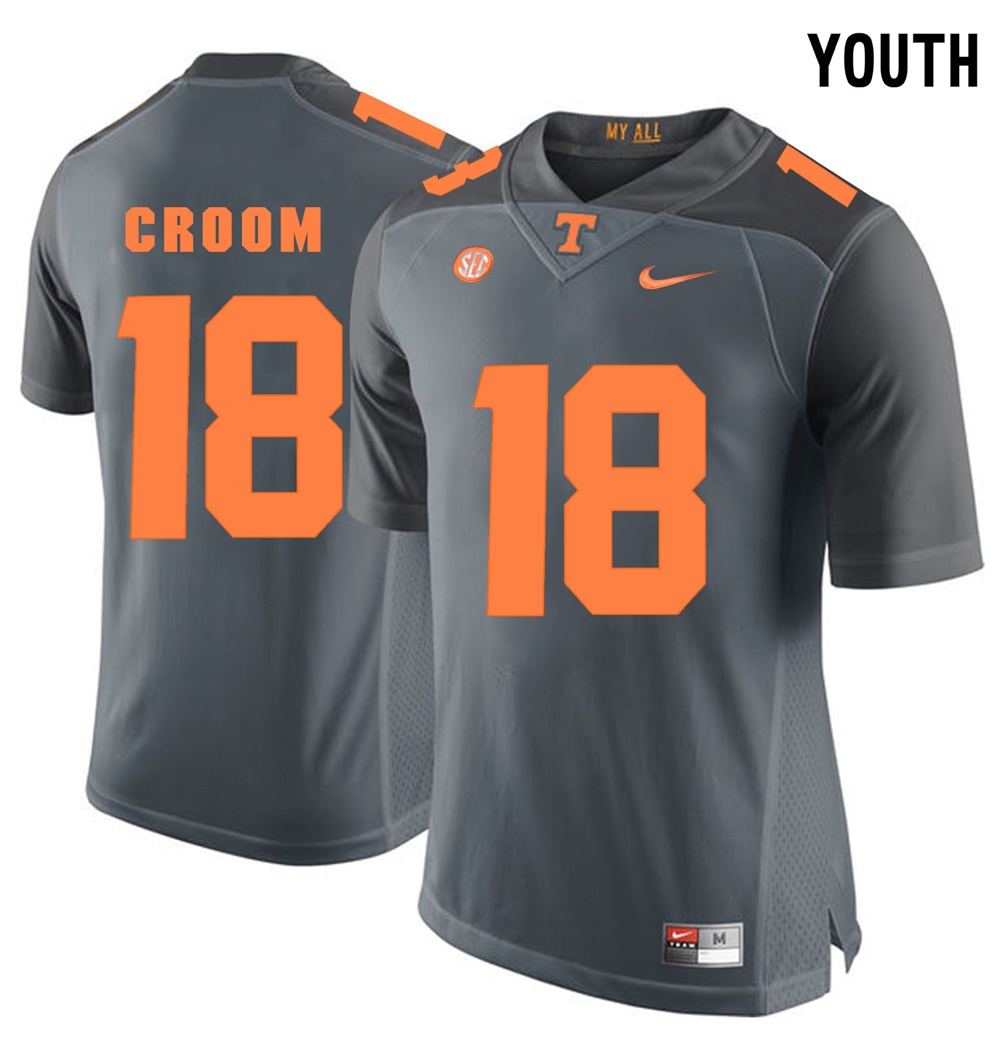 youth tennessee volunteers grey jason croom college football jersey