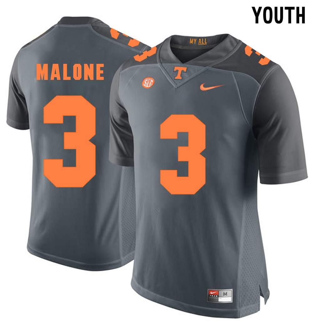 youth tennessee volunteers grey josh malone college football jersey