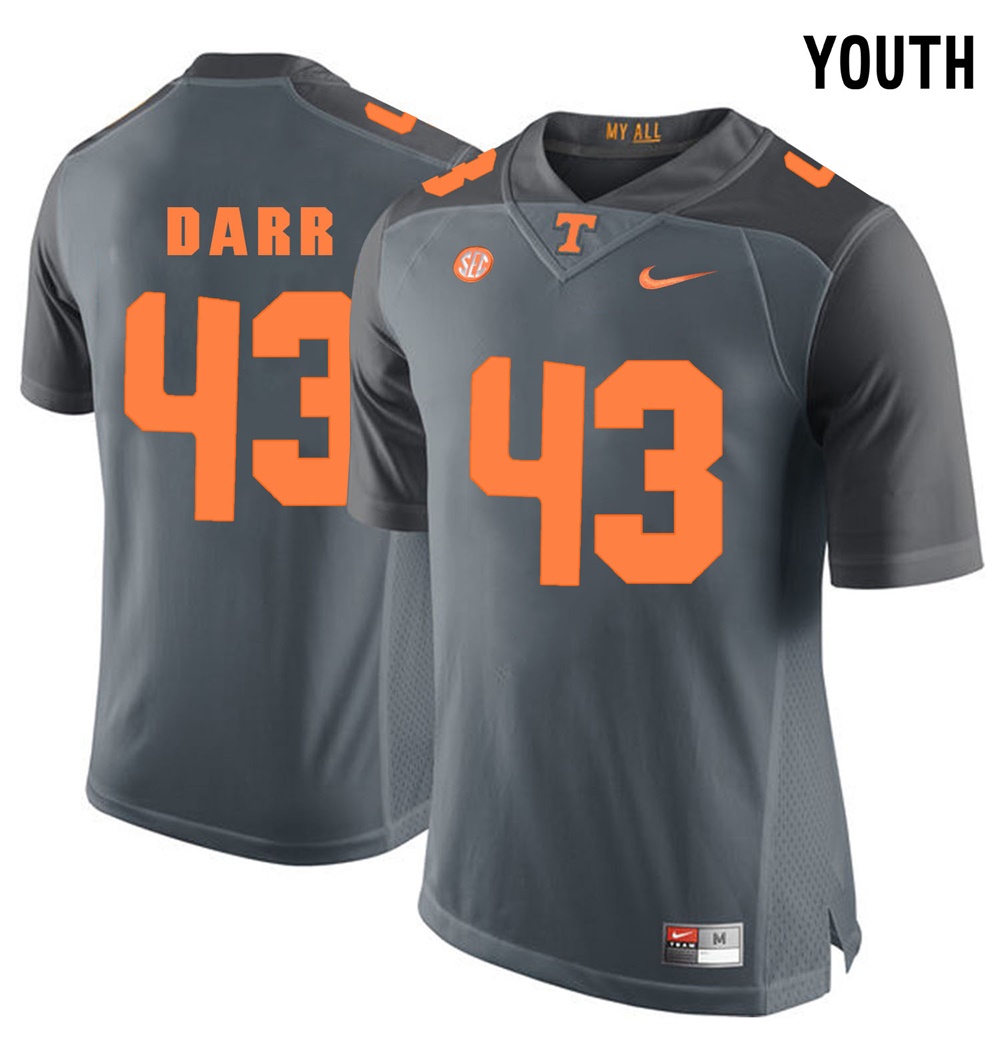 youth tennessee volunteers grey matt darr college football jersey