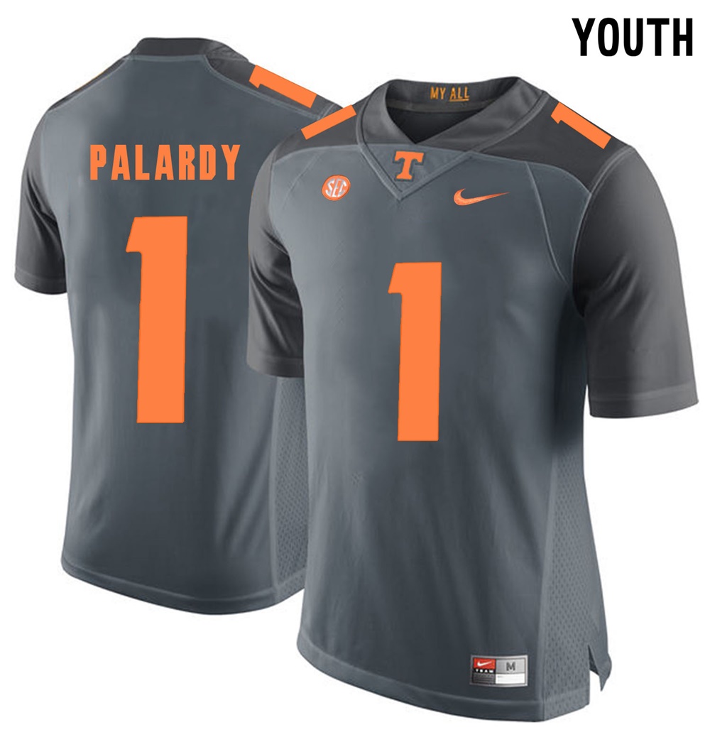 youth tennessee volunteers grey michael palardy college football jersey