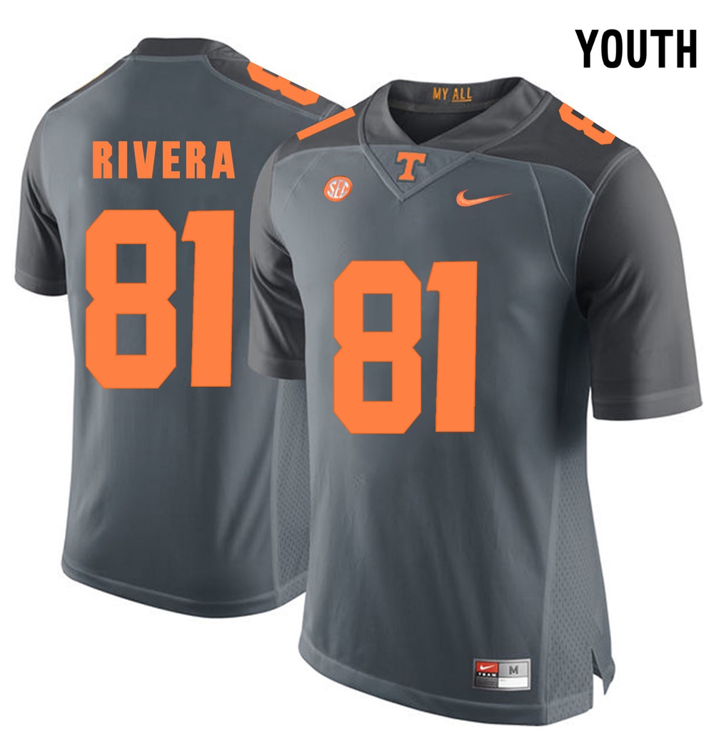 youth tennessee volunteers grey mychal rivera college football jersey