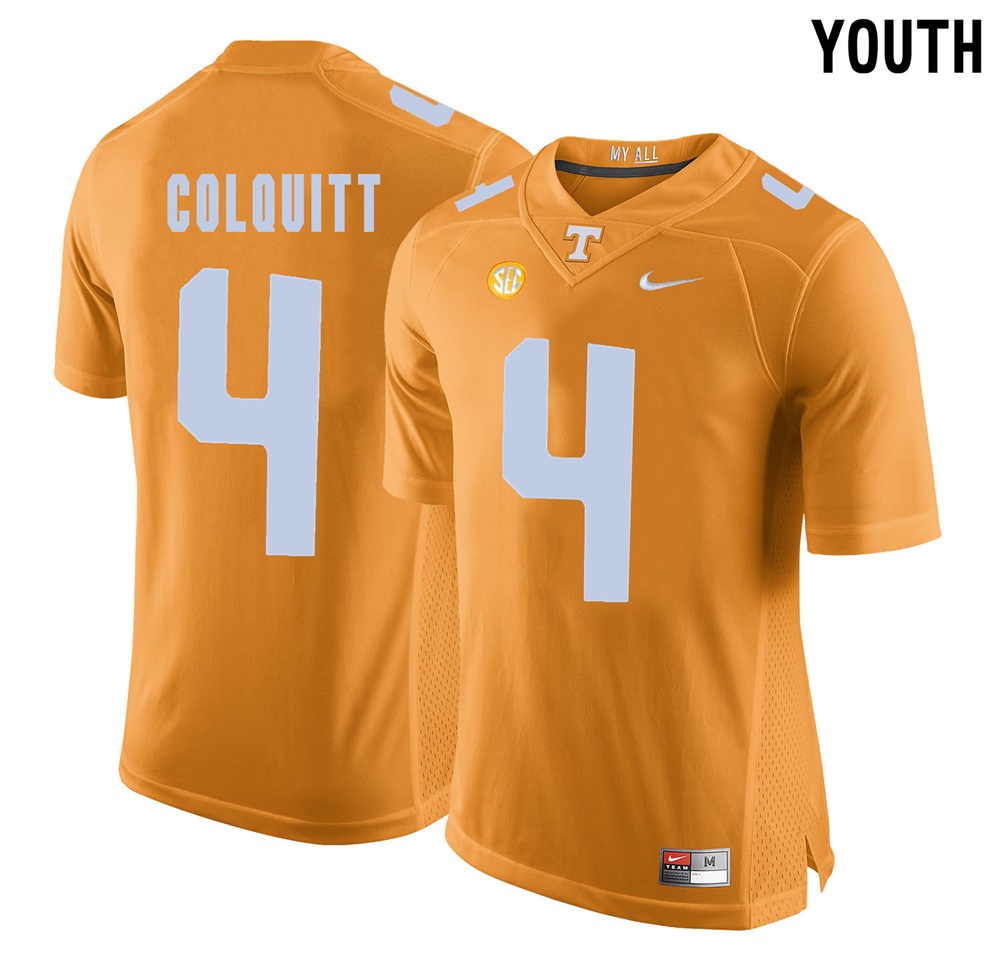 youth tennessee volunteers orange britton colquitt college football jersey