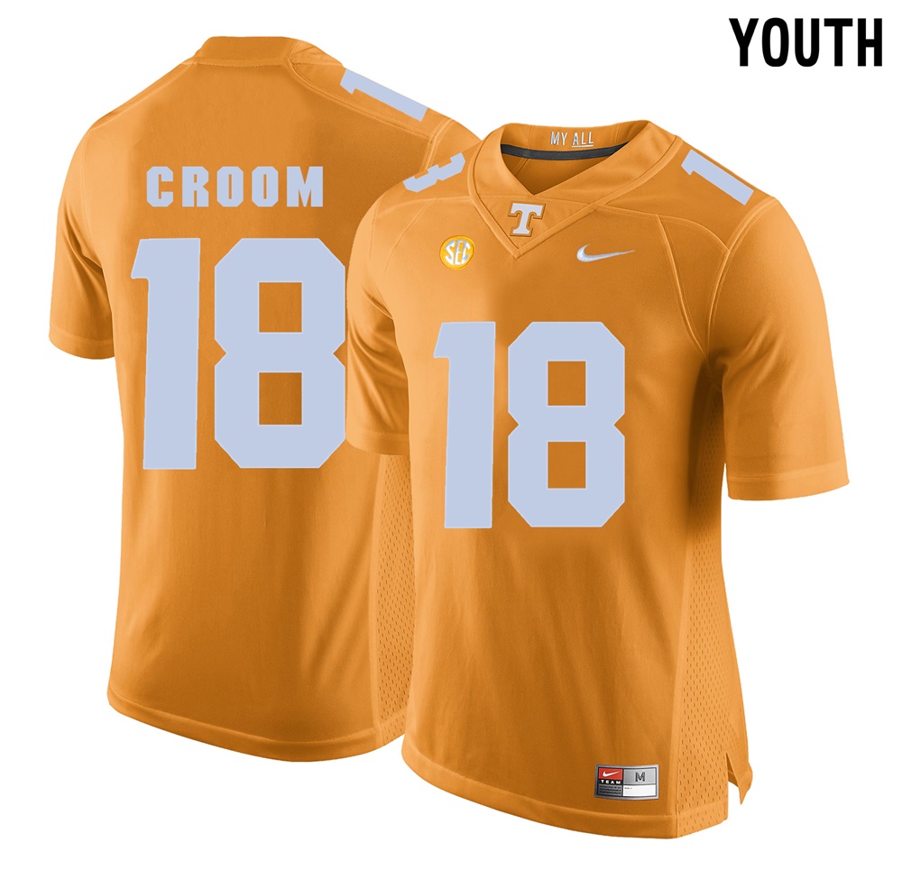 youth tennessee volunteers orange jason croom college football jersey