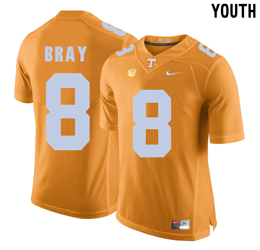 youth tennessee volunteers orange tyler bray college football jersey