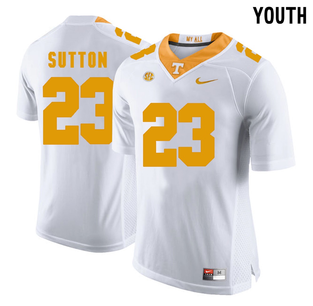 youth tennessee volunteers white cameron sutton college football jersey