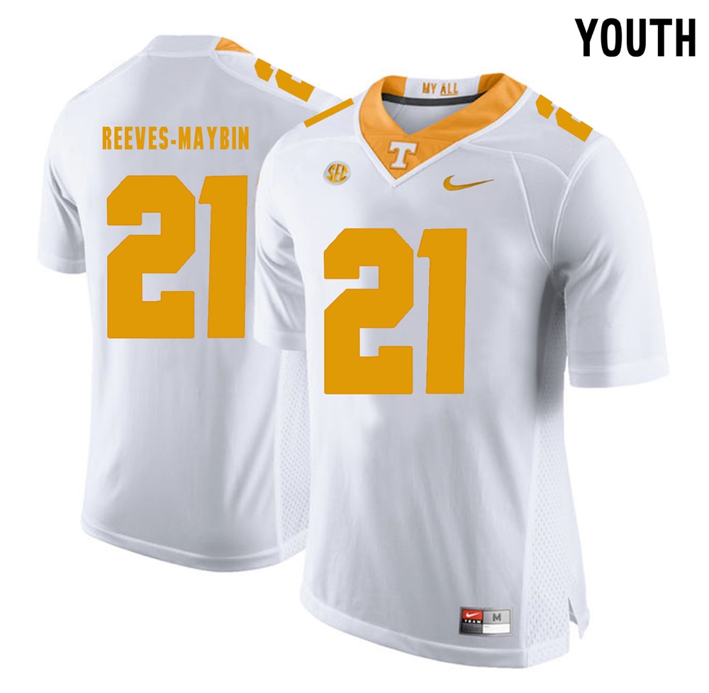 youth tennessee volunteers white jalen reeves maybin college football jersey