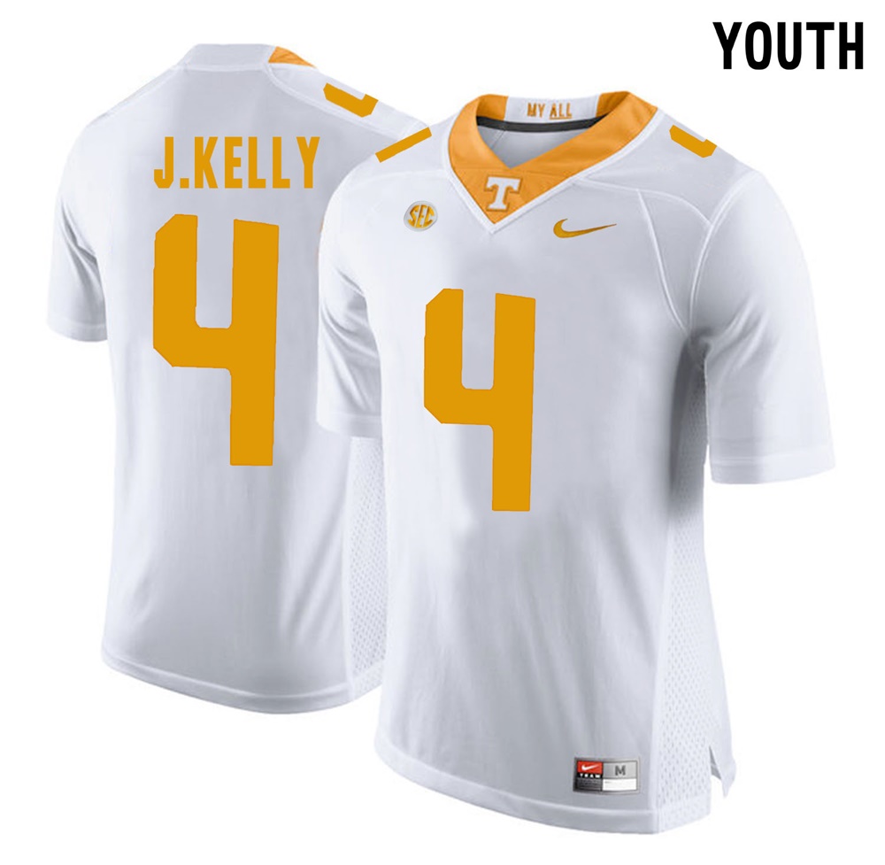 youth tennessee volunteers white john kelly college football jersey