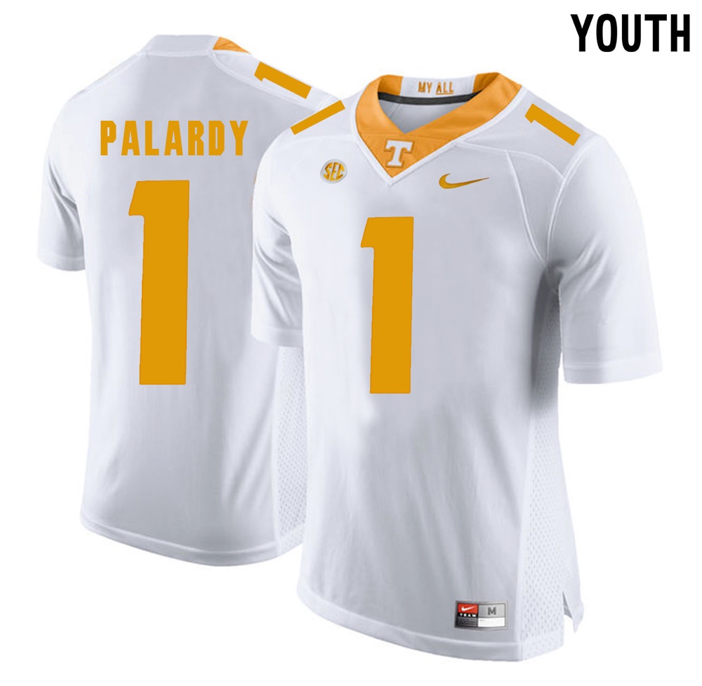 youth tennessee volunteers white michael palardy college football jersey