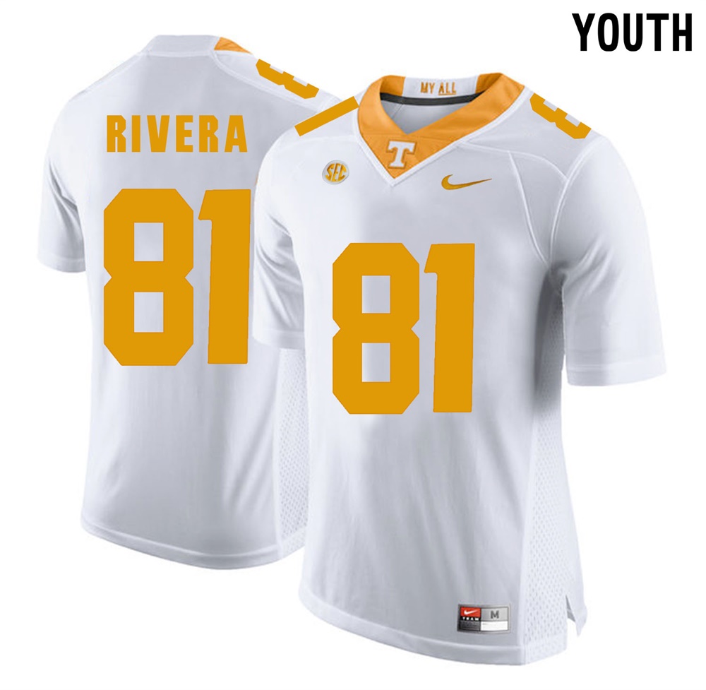 youth tennessee volunteers white mychal rivera college football jersey