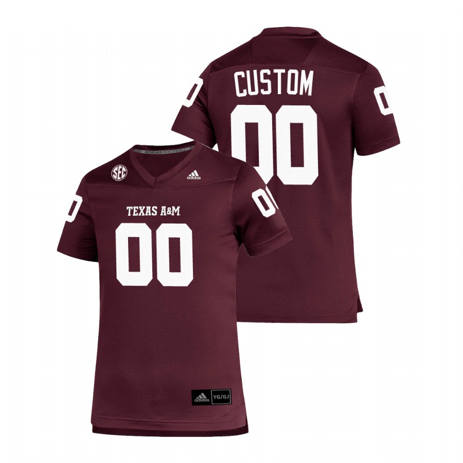 youth texas a&m aggies custom maroon replica football jersey