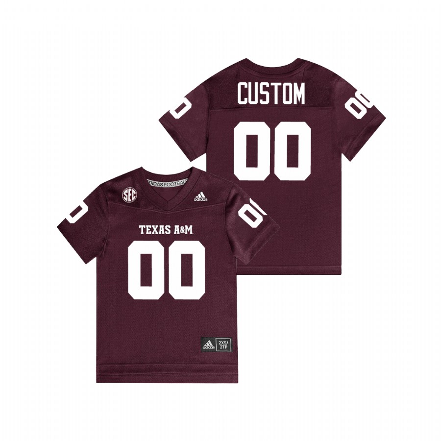 youth texas a&m aggies custom maroon replica toddler football jersey