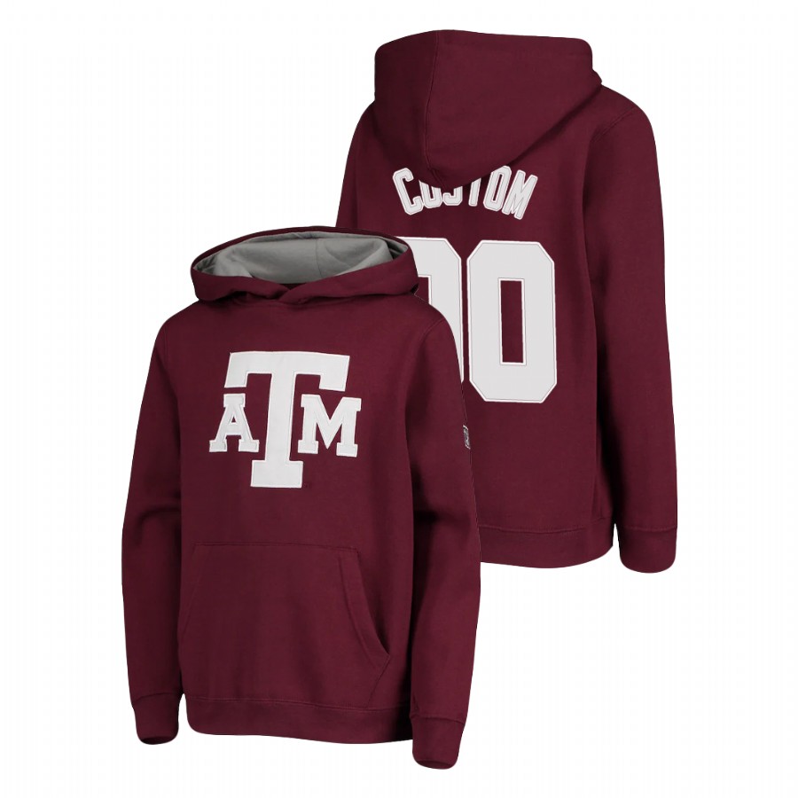 youth texas a&m aggies custom pullover maroon big logo hoodie